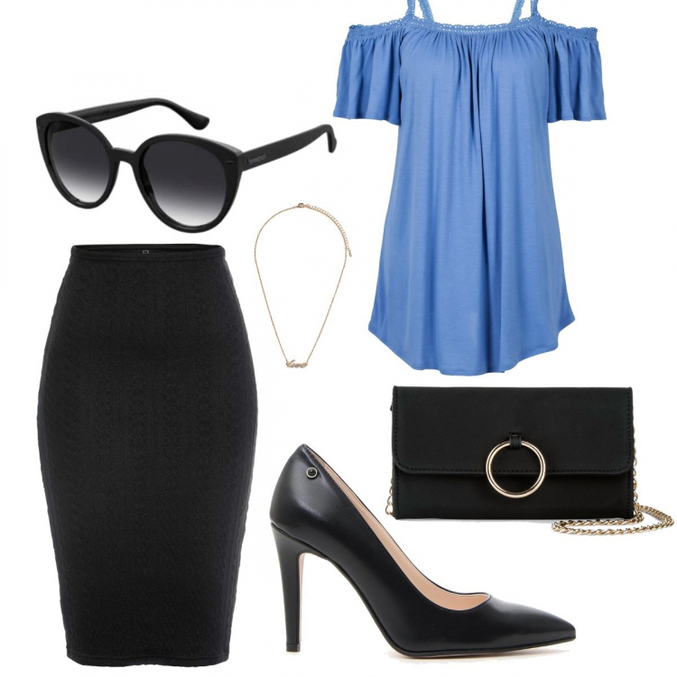 Outfit donna - Basic #45065. Stile Basic Abbinamento con cappotti, maglieria, gonne, décolleté, occhiali da sole, ciondoli.