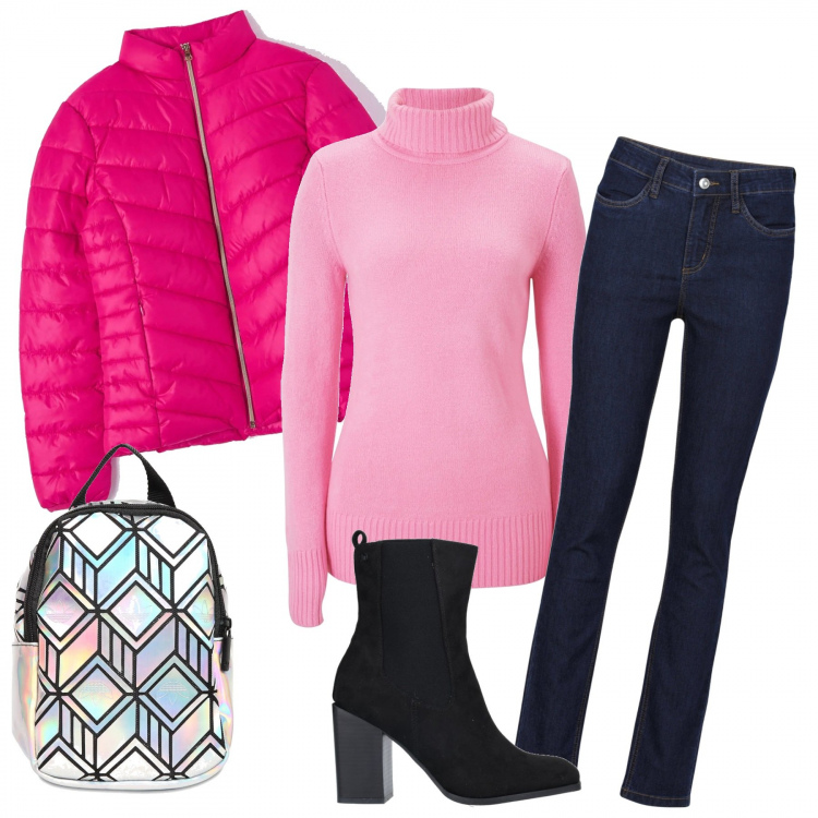 Outfit donna - Trendy #85957. Stile Trendy per Tutti i giorni. Abbinamento con jeans, maglieria, stivaletti, cappotti, zaini.