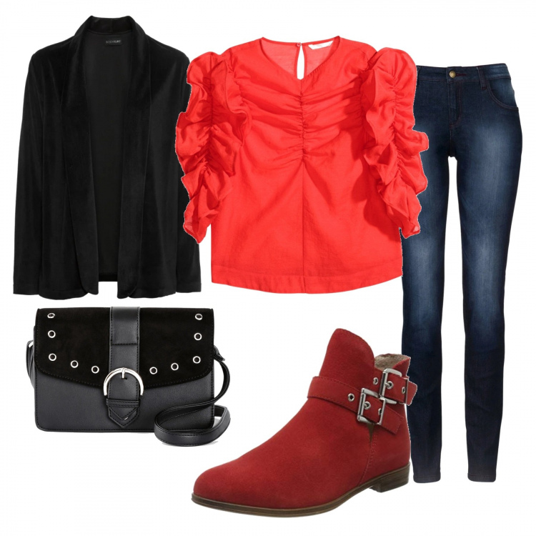 Outfit donna - Basic #45277. Stile Basic per Tutti i giorni. Abbinamento con jeans skinny, blazer, borse a tracolla, camicie, stivaletti.