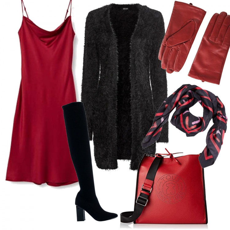 Outfit donna - 50...sfumature di rosso!!. Stile Basic per Ufficio. Abbinamento con cardigans, stole, stivali, vestiti midi/longuette, borse a mano, guanti.