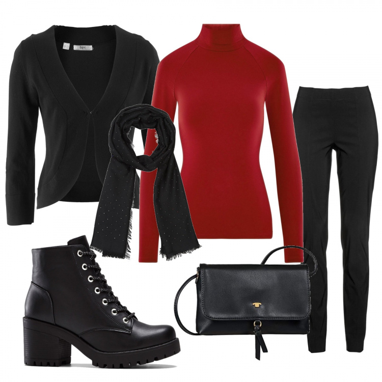 Outfit donna - Basic Bantoa. Stile Basic per Tutti i giorni. Abbinamento con pantaloni, stivaletti, blazer, sciarpe, maglioni, borse a tracolla.