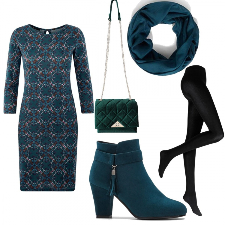 Outfit donna - Petrolio a un piccolo prezzo. Stile Trendy per Serata fuori. Abbinamento con collant, stivaletti, borse a tracolla, vestiti midi/longuette, sciarpe.