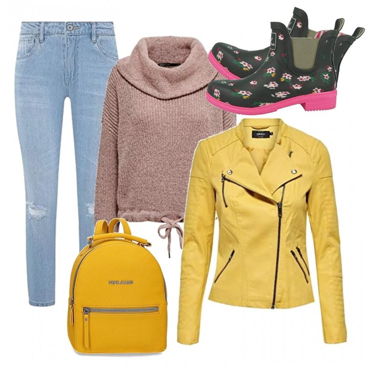 Outfit donna - Ho riempito il carrello su Amazon. Stile Basic per Tutti i giorni. Abbinamento con pullovers, cappotti, stivali di gomma, jeans boyfriend, zaini.
