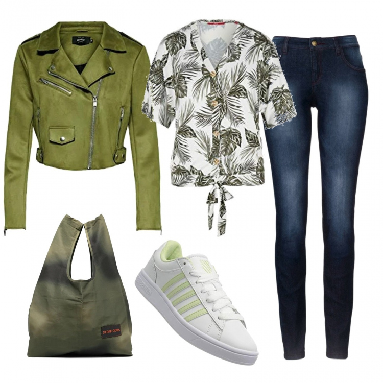 Outfit donna - A bug\'s life. Stile Basic per Tutti i giorni. Abbinamento con jeans skinny, borse tote, sneakers, blazer, t-shirt.