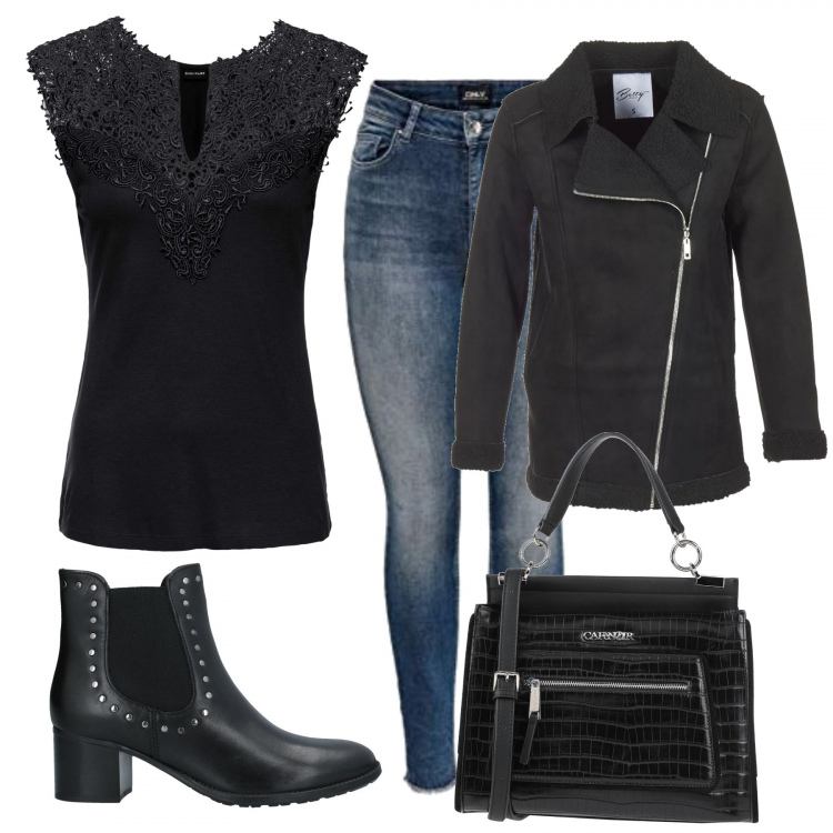 Outfit donna - Rock #8461. Stile Rock per Tutti i giorni. Abbinamento con top, stivaletti, borse a mano, cappotti, pantaloni.