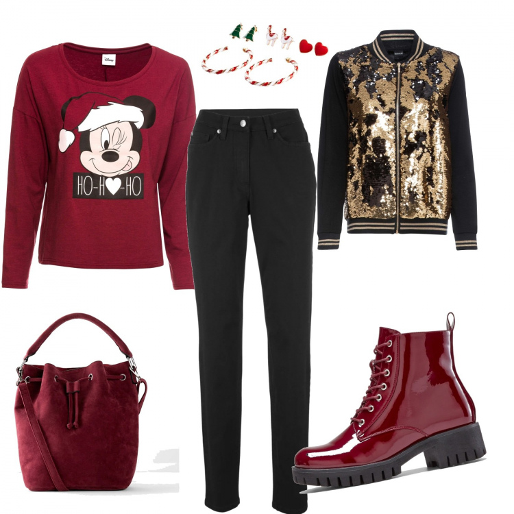 Outfit donna - Black week natalizio. Stile Basic per Tutti i giorni. Abbinamento con costumi interi, maglieria, stivaletti, pantaloni, bomber, borse a mano.