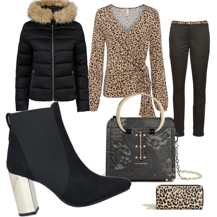 Outfit donna - Black Friday 2020. Stile Urban per Tutti i giorni. Abbinamento con giacche, pullovers, stivaletti, borse a mano, portafogli, pantaloni.