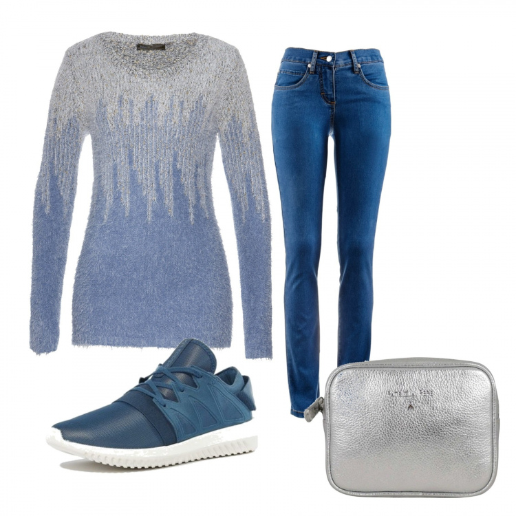 Outfit donna - Basic #45625. Stile Basic per Tutti i giorni. Abbinamento con jeans dritti, vestiti, sneakers, pochette.