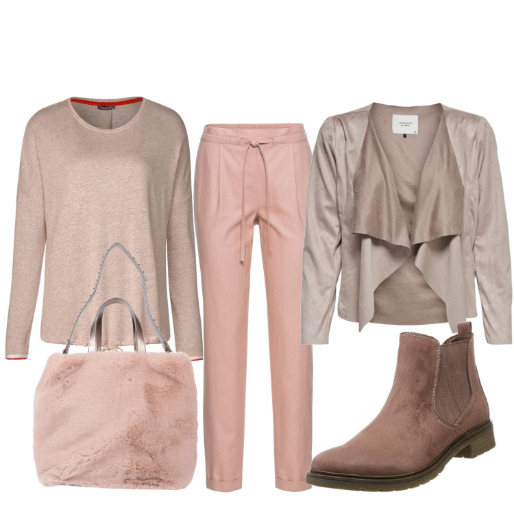 Outfit donna - Basic #45639. Stile Basic per Tutti i giorni. Abbinamento con pantaloni, borse a spalla, blazer, stivaletti chelsea, pullovers.