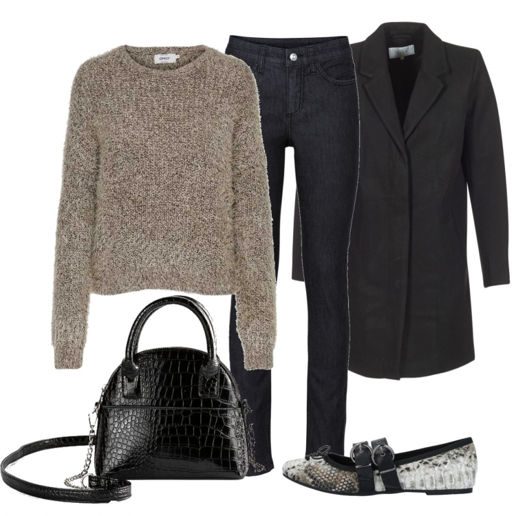Outfit donna - Con le ballerine. Stile Chic per Tutti i giorni. Abbinamento con jeans skinny, vestiti, ballerine, maglioni, cappotti.