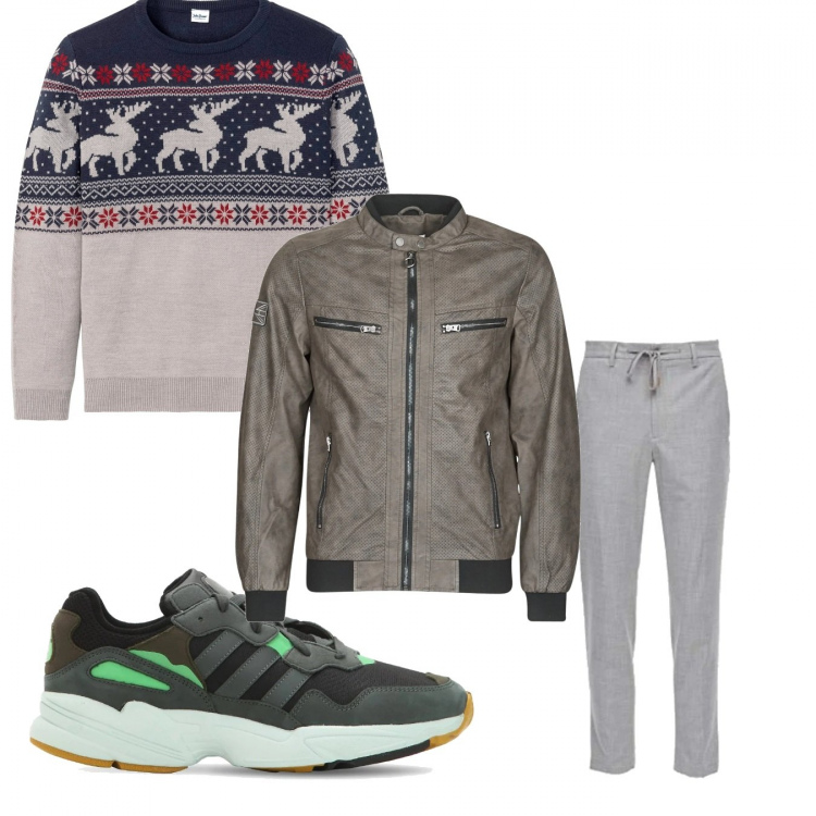 Outfit uomo - Trendy #10716. Stile Trendy per Tutti i giorni. Abbinamento con maglieria, cappotti, pantaloni, sneakers.