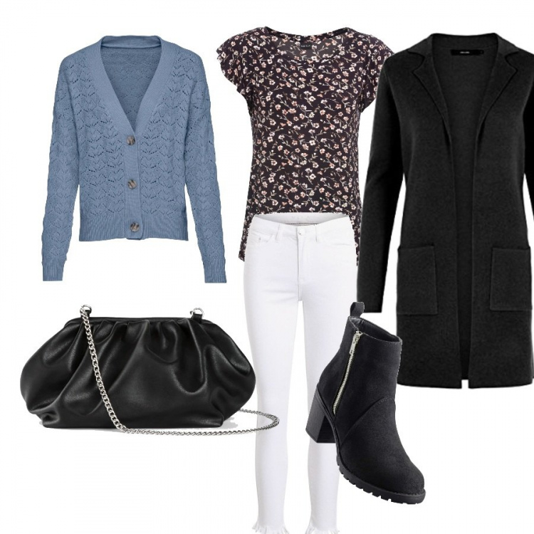 Outfit donna - Basic #45930. Stile Basic per Tutti i giorni. Abbinamento con maglieria, cardigans, stivaletti, borse a tracolla, pantaloni, giacche.
