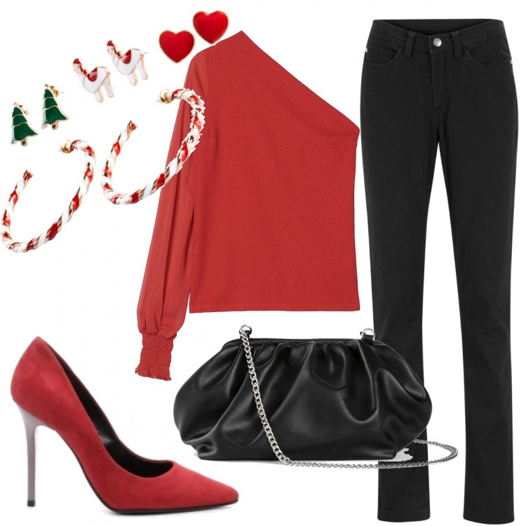 Outfit donna - Natale low cost trendy. Stile Trendy per Cerimonia. Abbinamento con costumi interi, pantaloni, borse a tracolla, décolleté, vestiti.