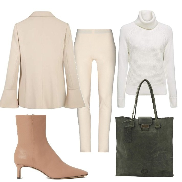 Outfit donna - Basic #46006. Stile Basic per Tutti i giorni. Abbinamento con pantaloni, borse a mano, maglioni, stivaletti, blazer.