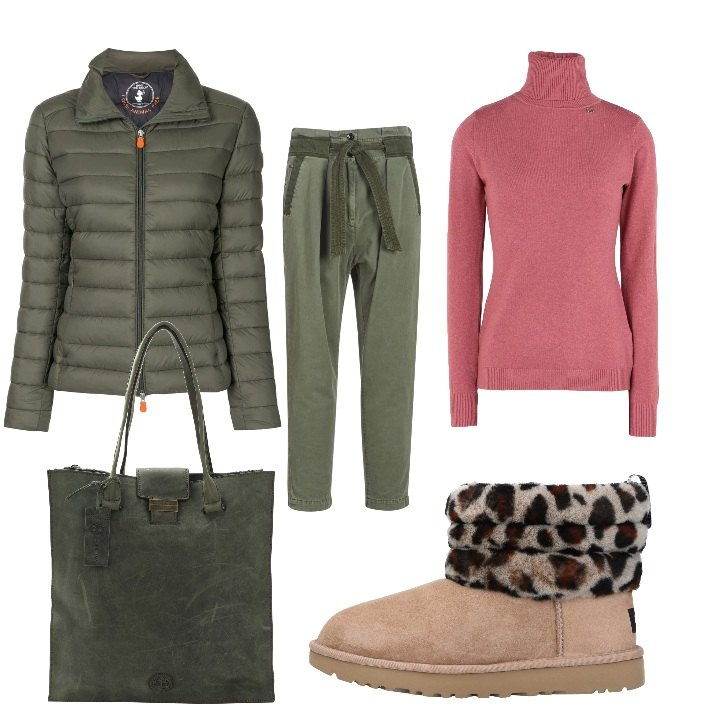 Outfit donna - Basic #46008. Stile Basic per Tutti i giorni. Abbinamento con stivaletti, pullovers, borse a mano, pantaloni chino, piumini.