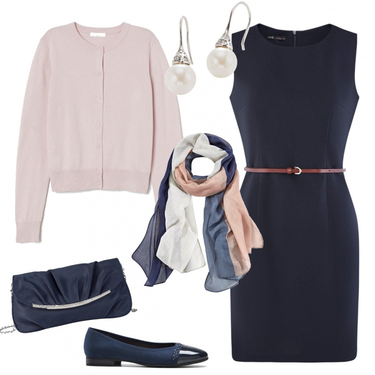 Outfit donna - Il Bon ton a prezzi piccolissimi. Stile Bon Ton per Ufficio. Abbinamento con pochette, sciarpe, ballerine, orecchini, vestiti a tubino, cardigans.