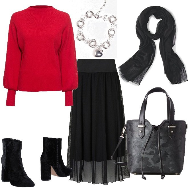 Outfit donna - Cosa mi regali a Natale curvy. Stile Trendy per Tutti i giorni. Abbinamento con maglieria, gonne, stivaletti, braccialetti, borse a mano, foulard.
