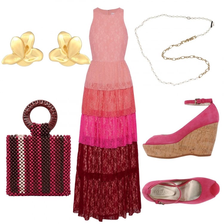 Outfit donna - Etnico. Stile Etnico per Tutti i giorni. Abbinamento con décolleté, borse a mano, vestiti lunghi, orecchini, collane.