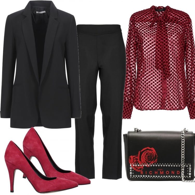 Outfit mujer - Cena de empresa. Estilo Bon Ton para Oficina. Combinación con camisas, blazers, bandoleras, pantalones, salones.