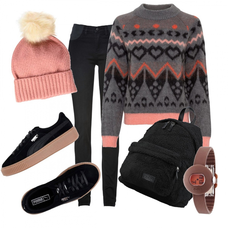 Outfit donna - Si torna a scuola. Stile Urban per Tutti i giorni. Abbinamento con jeans skinny, culotte, sneakers, zaini, orologi, berretti.