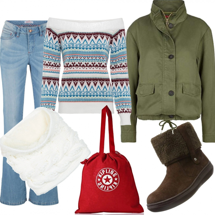Outfit donna - Con la shopping bag. Stile Basic per Tutti i giorni. Abbinamento con jeans bootcut, maglioni, sciarpe, blazer, stivaletti, borse tote.