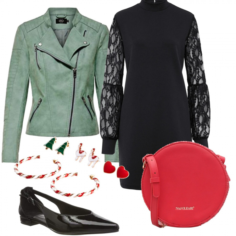 Outfit donna - Natale Trendy Low Cost. Stile Trendy per Serata fuori. Abbinamento con borse a tracolla, costumi interi, vestiti, cappotti, ballerine.
