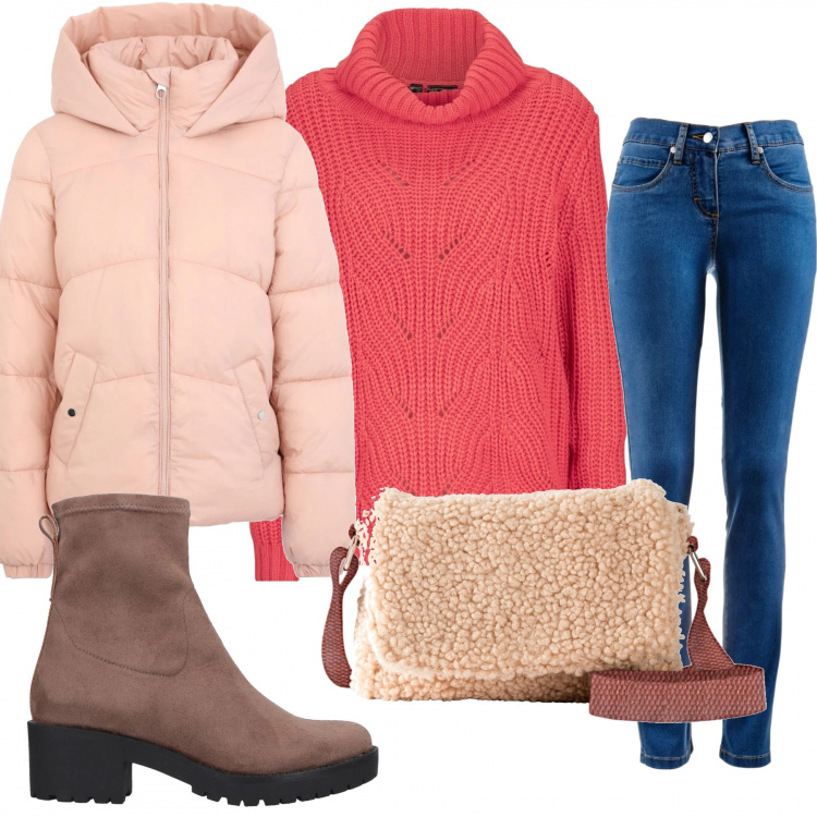 Outfit donna - Dicembre. Stile Basic per Tutti i giorni. Abbinamento con jeans dritti, maglioni, shorts, piumini, stivaletti.