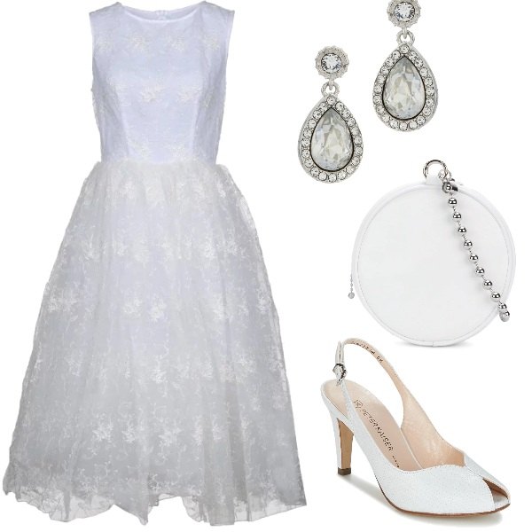 Outfit donna - Sposa stile anni \'60. Stile Chic per Cerimonia. Abbinamento con vestiti midi/longuette.