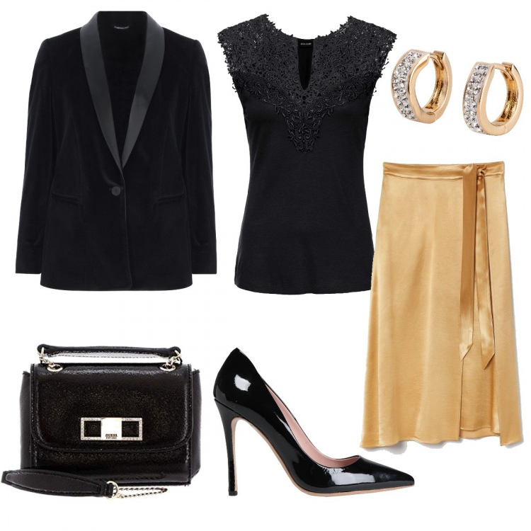 Outfit donna - Sexy #10965. Stile Sexy per Serata fuori. Abbinamento con top, vestiti lunghi, décolleté, blazer, gonne, clutch.