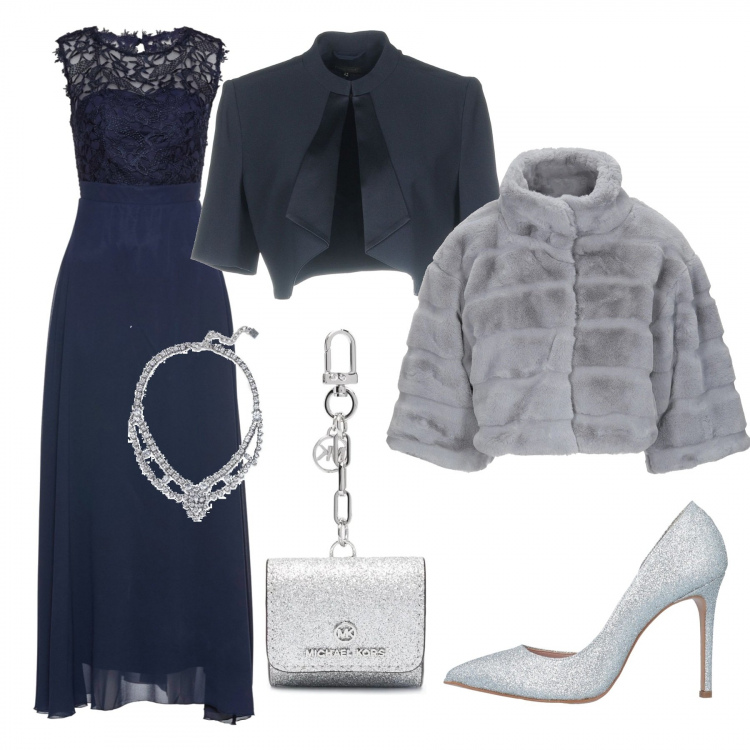 Outfit donna - La clutch argento #matrimonio invernale. Stile Chic per Cerimonia. Abbinamento con vestiti lunghi, cappotti, blazer, décolleté, collane, clutch.