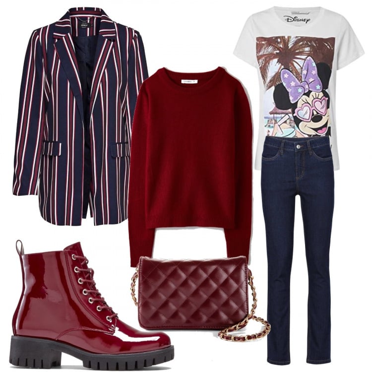 Outfit donna - Basic #46691. Stile Basic per Tutti i giorni. Abbinamento con jeans, stivaletti, borse a tracolla, maglieria, blazer, t-shirt.