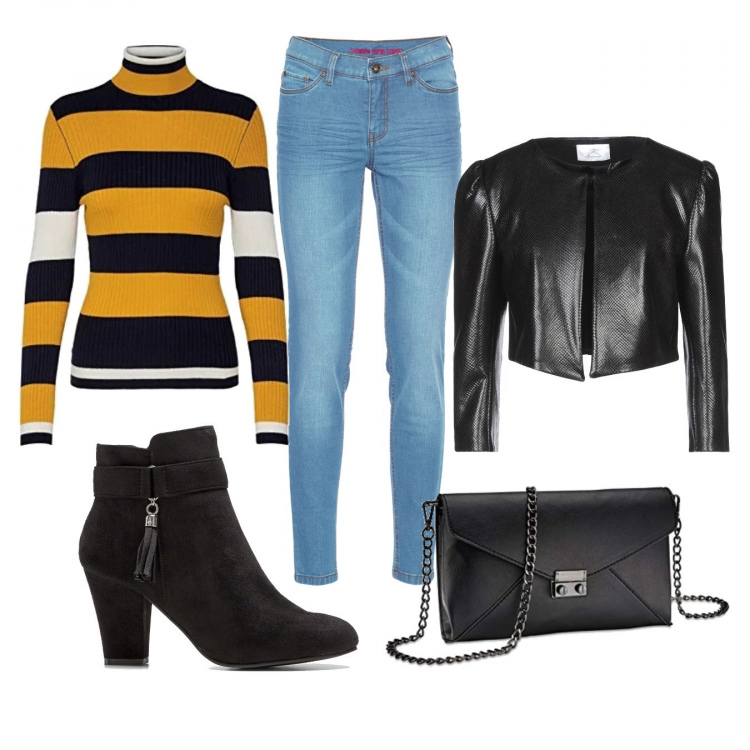 Outfit donna - Rock #8718. Stile Rock per Serata fuori. Abbinamento con jeans skinny, stivaletti, cappotti, pullovers, borse a mano.