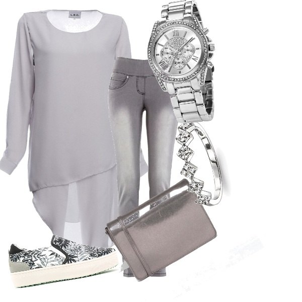 Outfit donna - Chic #4822. Stile Chic per Tutti i giorni. Abbinamento con jeans slim fit, orologi.