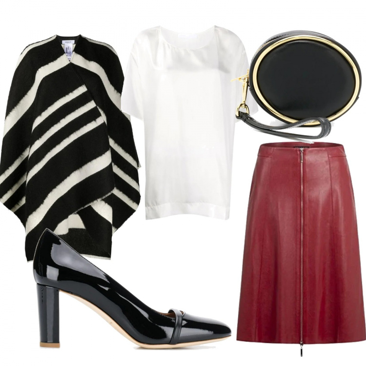 Outfit donna - Perché non la 50?. Stile Chic per Serata fuori. Abbinamento con cardigans, décolleté, clutch, bluse, gonne.