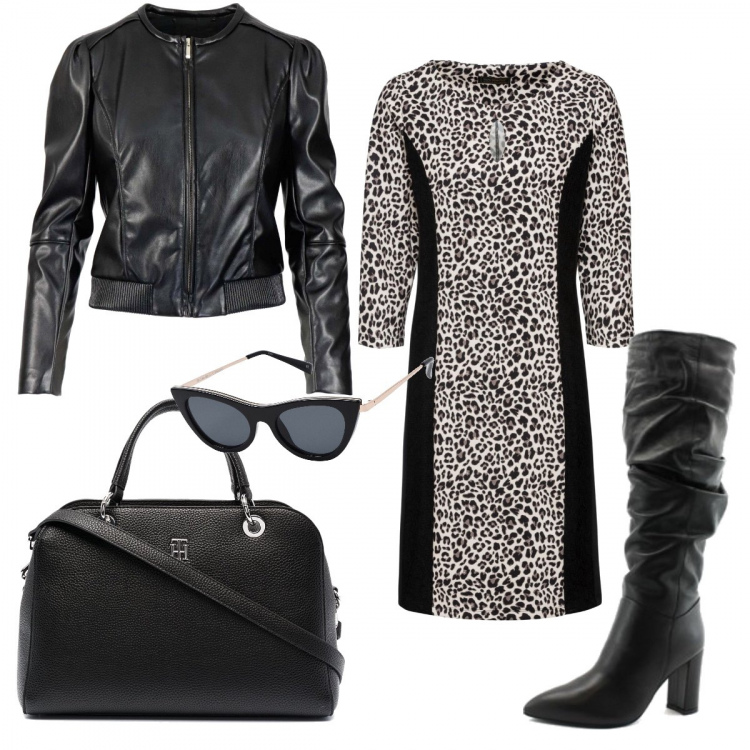 Outfit donna - Trendy #90875. Stile Trendy per Tutti i giorni. Abbinamento con vestiti, occhiali da sole, stivali, borse tote, cappotti.