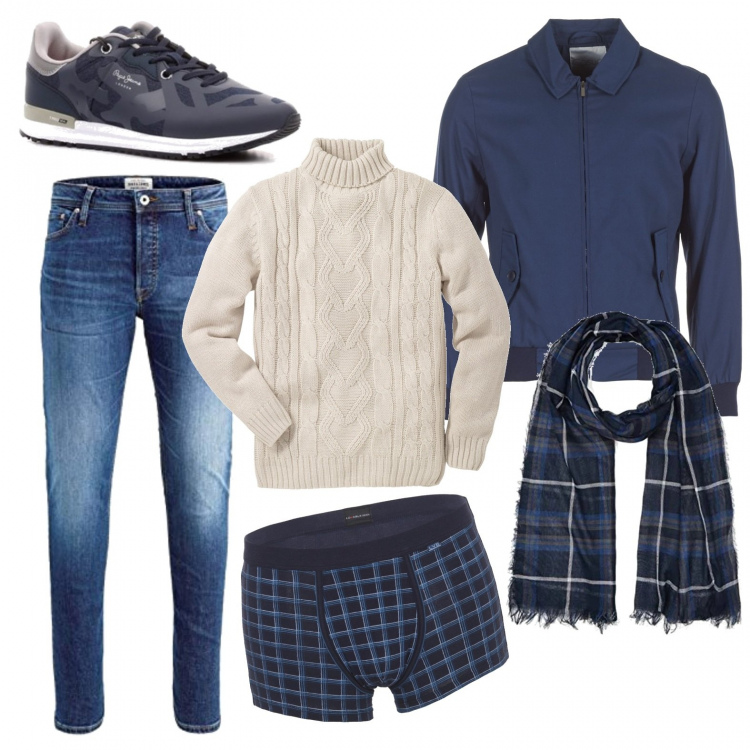 Outfit uomo - Stile low cost. Stile Casual per Tutti i giorni. Abbinamento con maglieria, sneakers, giacche, slip, sciarpe, jeans skinny.