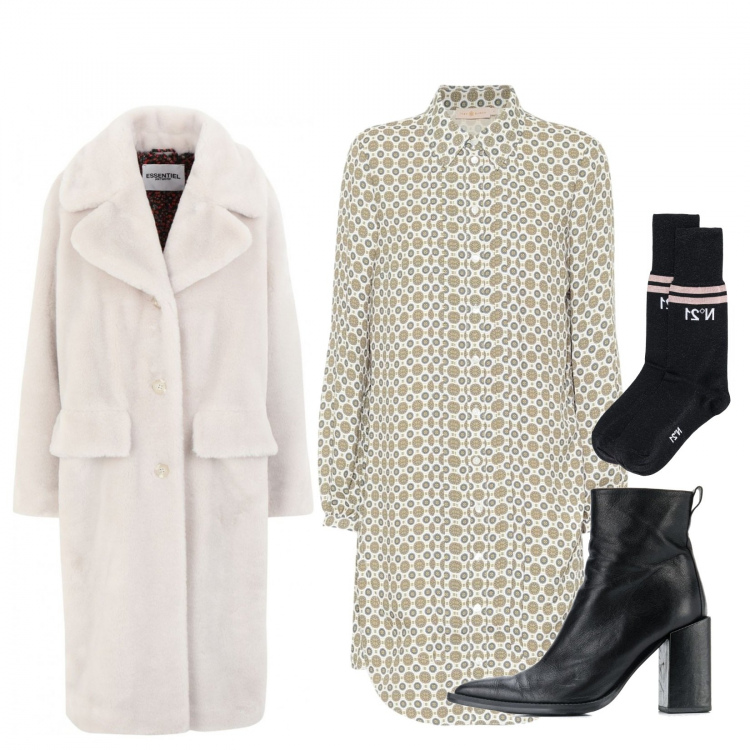 Outfit donna - Eco è meglio!. Stile Urban per Tutti i giorni. look ideale per Tall. Abbinamento con ecopellicce, stivaletti, calzini, vestiti chemisier.