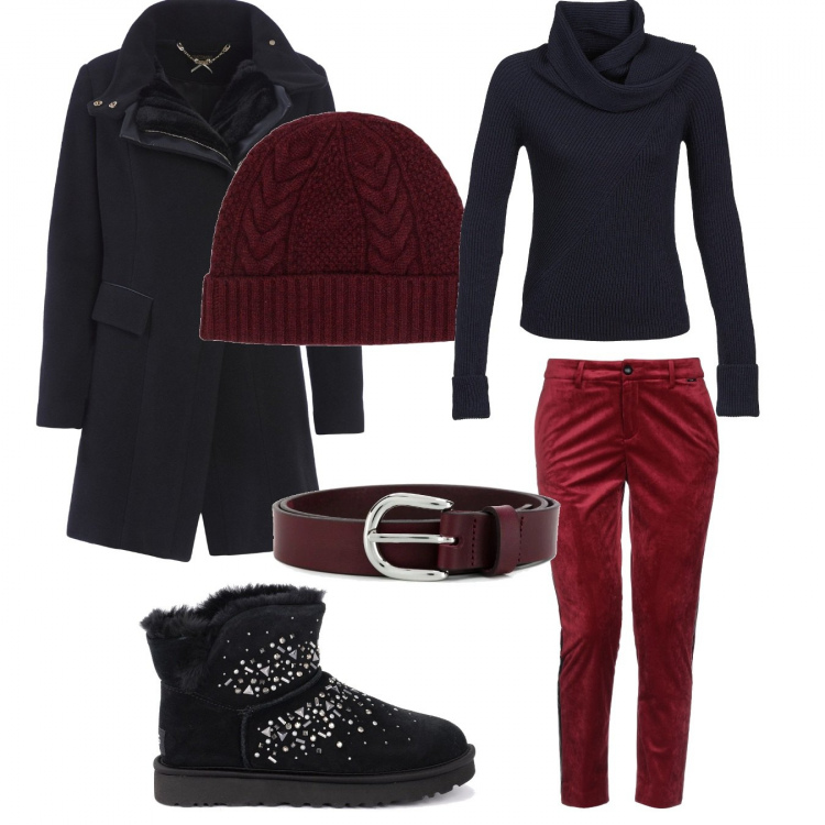 Outfit donna - Basic #48285. Stile Basic per Tutti i giorni. Abbinamento con pantaloni, cappotti, maglioni, stivali da neve, berretti, cinture.