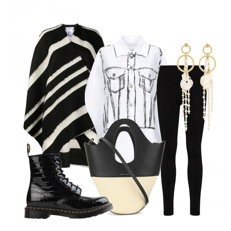 Outfit donna - Basic + gioiello! - Focus Donna Curvy. Stile Basic per Tutti i giorni. Abbinamento con camicie a manica corta, stivaletti, cardigans, borse tote, leggings, orecchini.