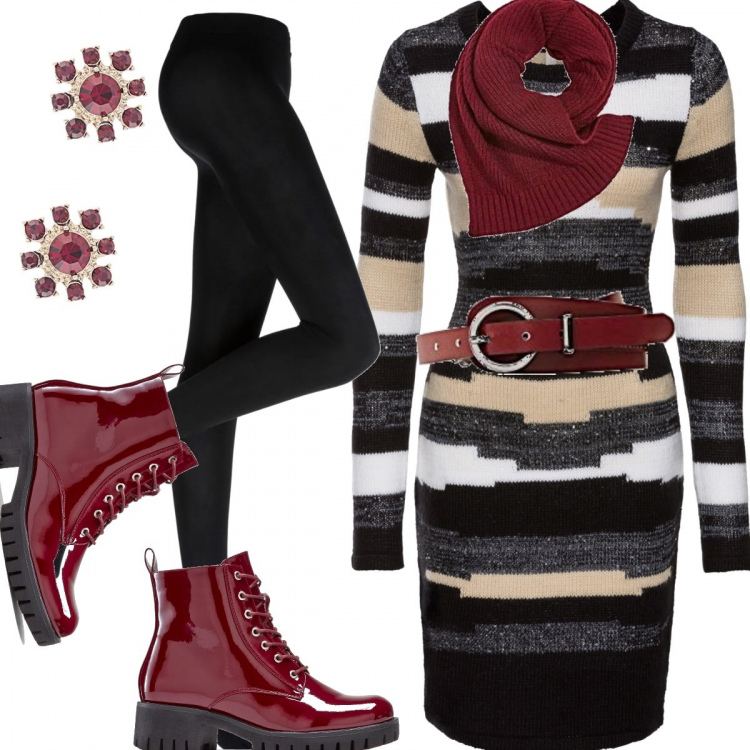 Outfit donna - Look confort.a Capodanno:). Stile Basic per Tutti i giorni. Abbinamento con collant, vestiti, stivaletti, orecchini, cinture, sciarpe.