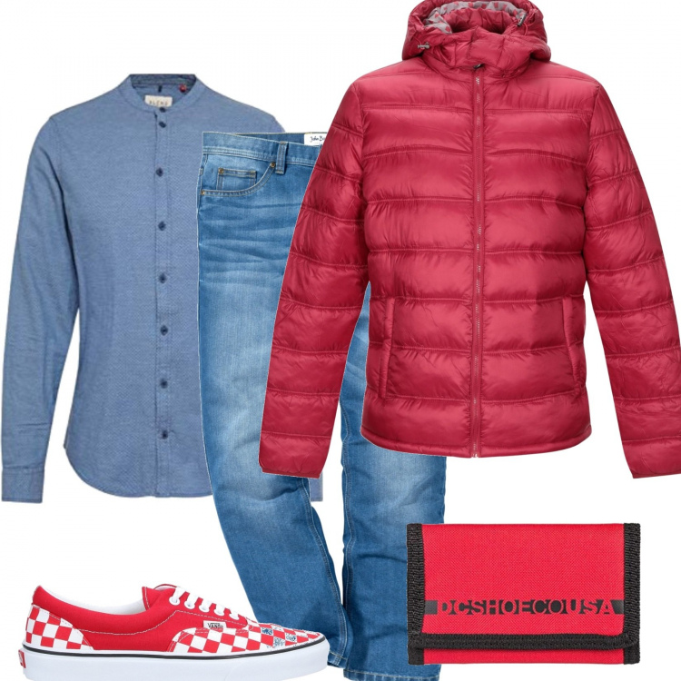 Outfit uomo - Con le Vans a scacchi. Stile Casual per Tutti i giorni. Abbinamento con jeans dritti, sneakers, piumini, portafogli, camicie.