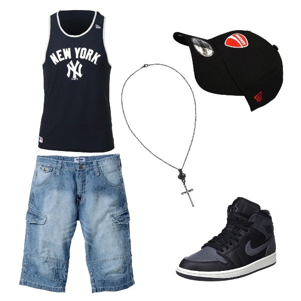 Outfit uomo - Street style. Stile Casual per Tutti i giorni. Abbinamento con bermuda.