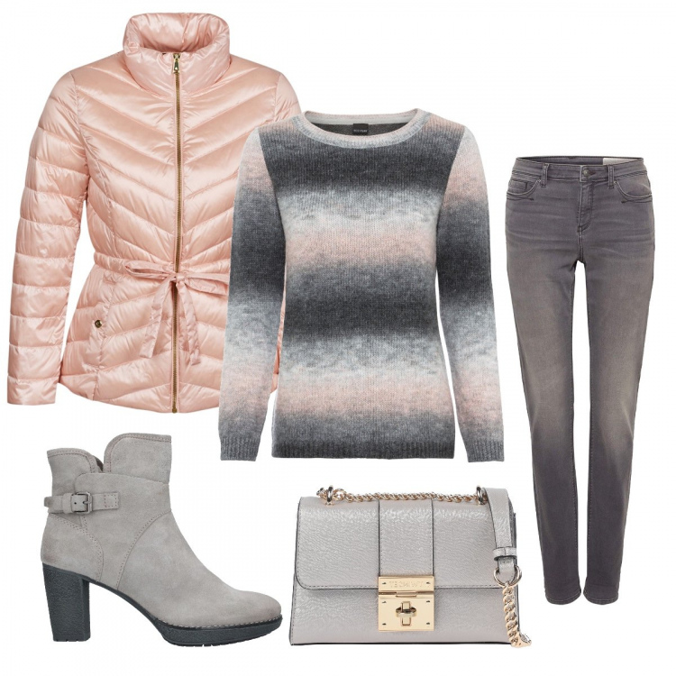 Outfit donna - Basic #48323. Stile Basic per Tutti i giorni. Abbinamento con maglieria, stivaletti, borse a tracolla, piumini, jeans.