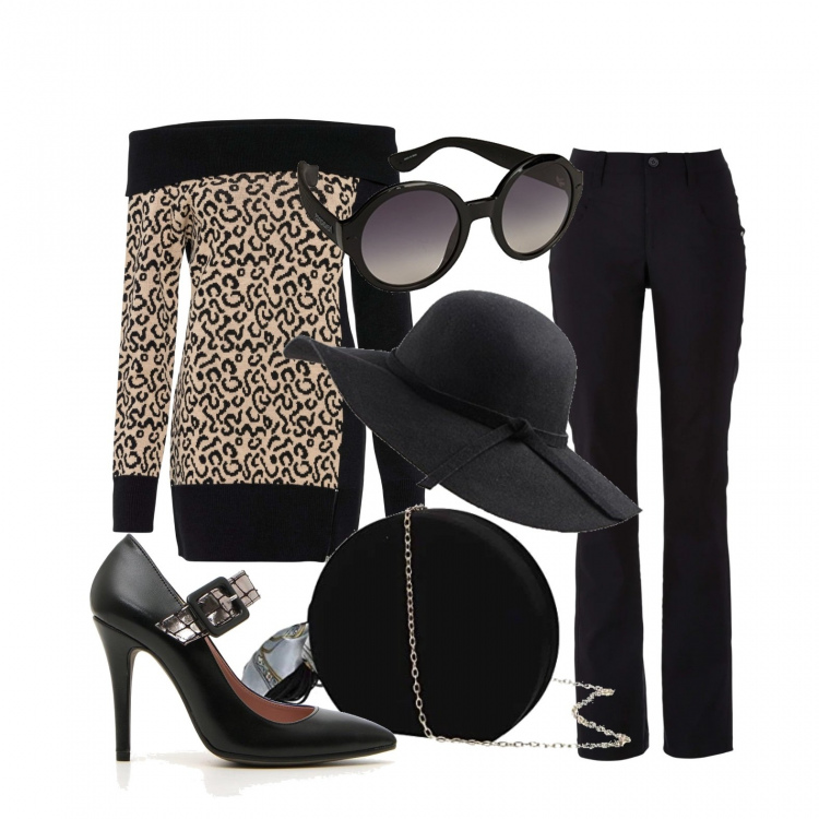 Outfit donna - Indole da diva .... Stile Trendy per Tutti i giorni. Abbinamento con pantaloni, maglioni, cappelli, décolleté, pochette, occhiali da sole.