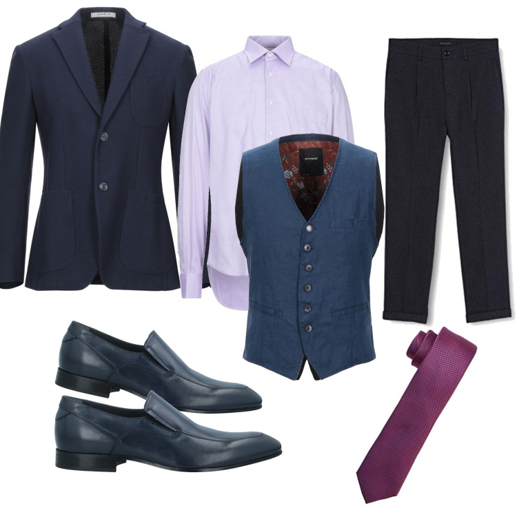 Outfit hombre - De boda en invierno. Estilo Business/Elegante para Ceremonia. Combinación con corbatas, pantalones capri, chaquetas, chalecos, camisas, zapatos con cordones.