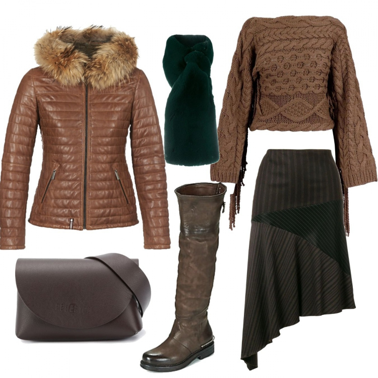 Outfit donna - Basic #48382. Stile Basic per Tutti i giorni. Abbinamento con piumini, stivali, gonne, marsupi, sciarpe, pullovers.