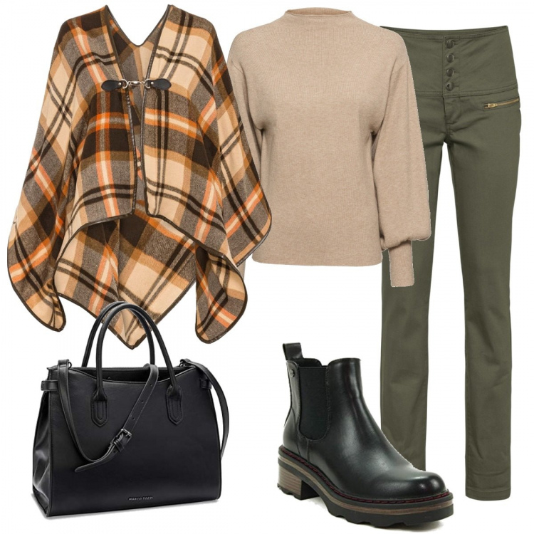 Outfit donna - Basic #48492. Stile Basic per Tutti i giorni. Abbinamento con maglieria, pantaloni, cappotti, stivaletti, borse a mano.