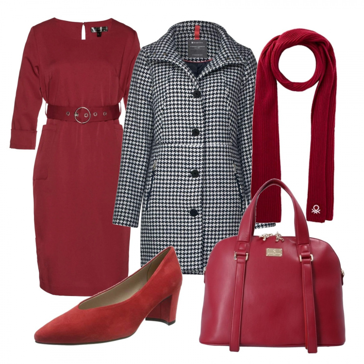Outfit donna - Feste natalizie. Stile Trendy per Tutti i giorni. Abbinamento con vestiti, borse a mano, cappotti, scarpe col tacco, sciarpe.
