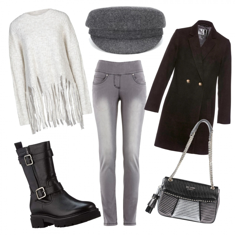 Outfit donna - Il maglioncino con le frange!. Stile Trendy per Tutti i giorni. Abbinamento con jeans slim fit, cappotti, pullovers, borse a spalla, stivali, cappelli.