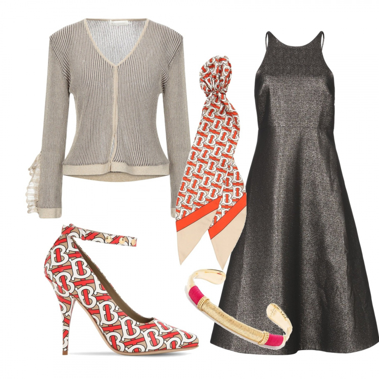 Outfit donna - L\'abito chic. Stile Chic Abbinamento con vestiti midi/longuette, cardigans, braccialetti, foulard, décolleté.